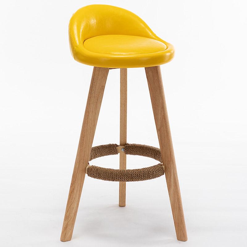 Nordic Minimalist Solid Wood Bar Stool with Backrest for Home or Cafe Use
