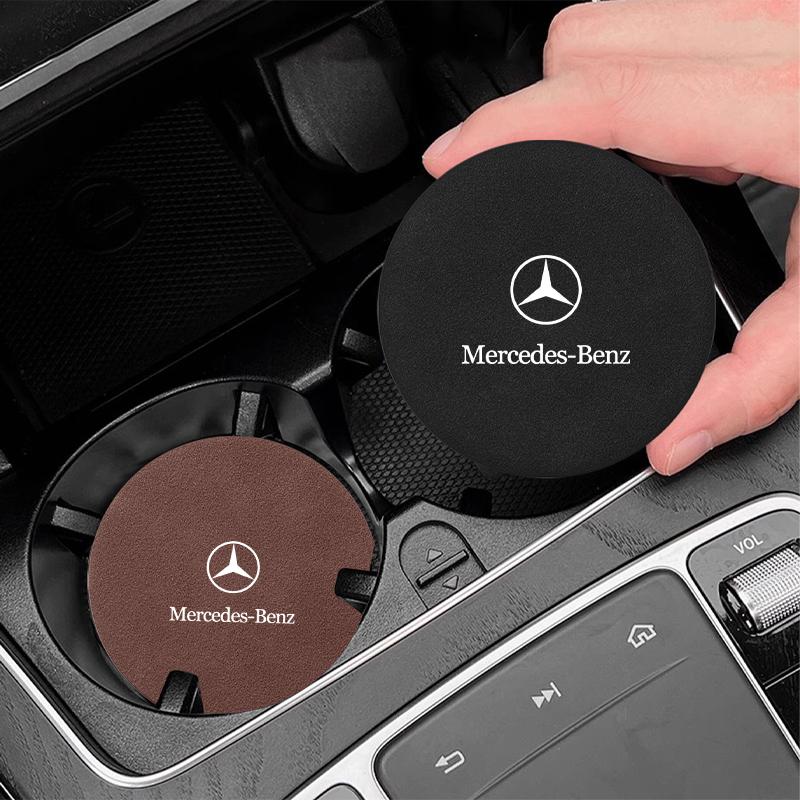 Badge Car Cup Coaster Waterproof Non-Slip Sift-Proof Spill Saucer For Mercedes-Benz AMG C500 C200 C300 A B C E GLA CLA GLK GL ML GLE W204 W205 W203