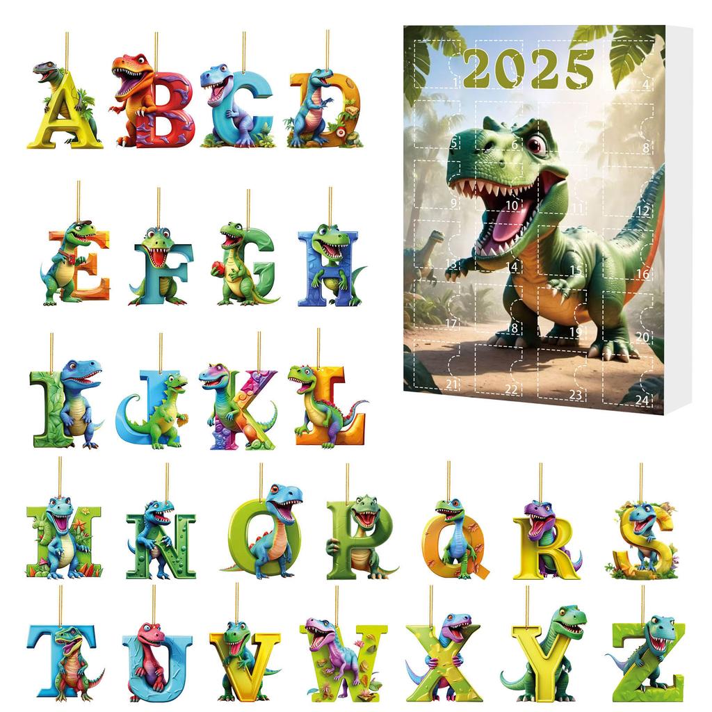Christmas Advent Calendar Multi-Purpose Dinosaur Countdown Calendar Cute Hanging Dragon Ornaments for Kids Toddlers Xmas Gifts