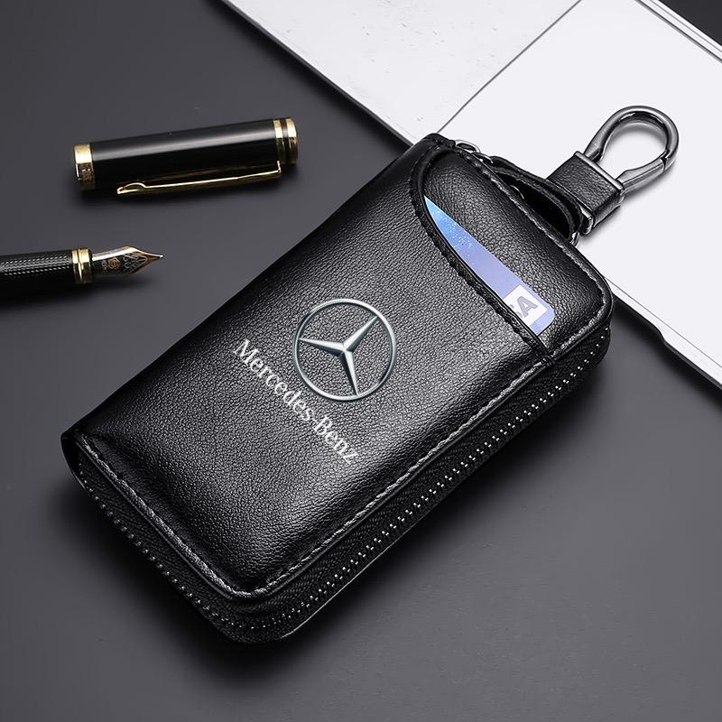 Genuine Leather KeyChain Multifunction Wallet Car Key Case Keys Pouch For Benz C180 C300 W124 W176 W177 C200 C260 GLC CLE CLA AM ZF8
