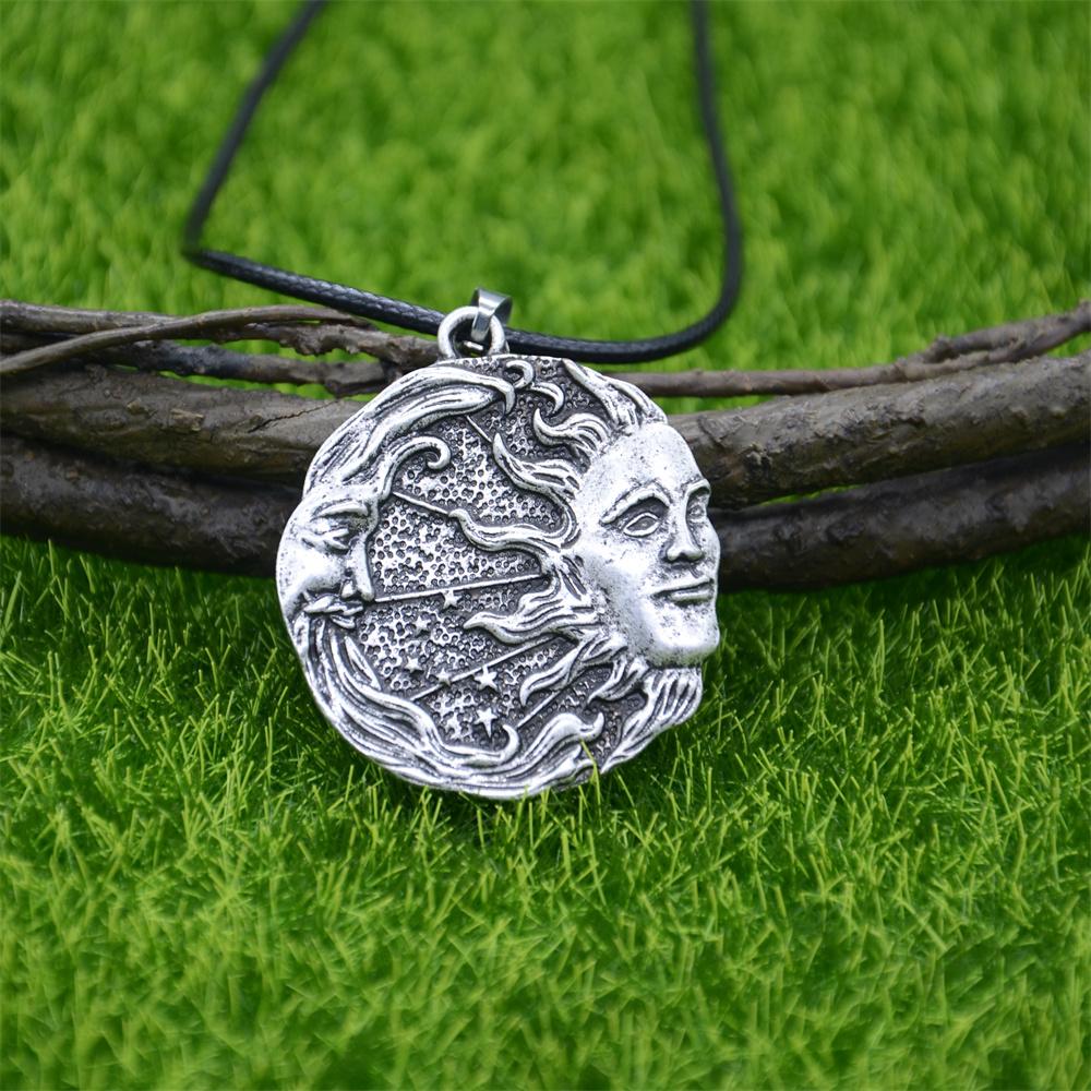 Witchcraft Sun Moon Star Necklace Vintage Wicca Pagan Jewelry for Women Men Ouija Witch Pendant Spiritual Gift