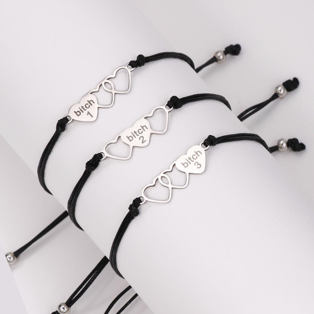 Best Bitch Card Bracelet With Heart Pendant For Gift And Travel Souvenirs