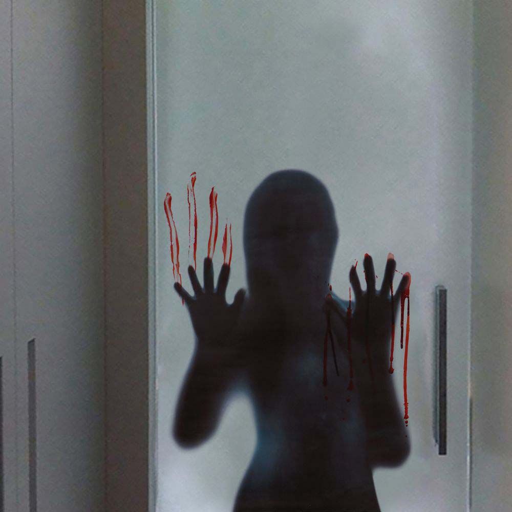 Female Ghost Bloody Handprint DIY Halloween Decoration Horror Sticker Wall Sticker Window Clings