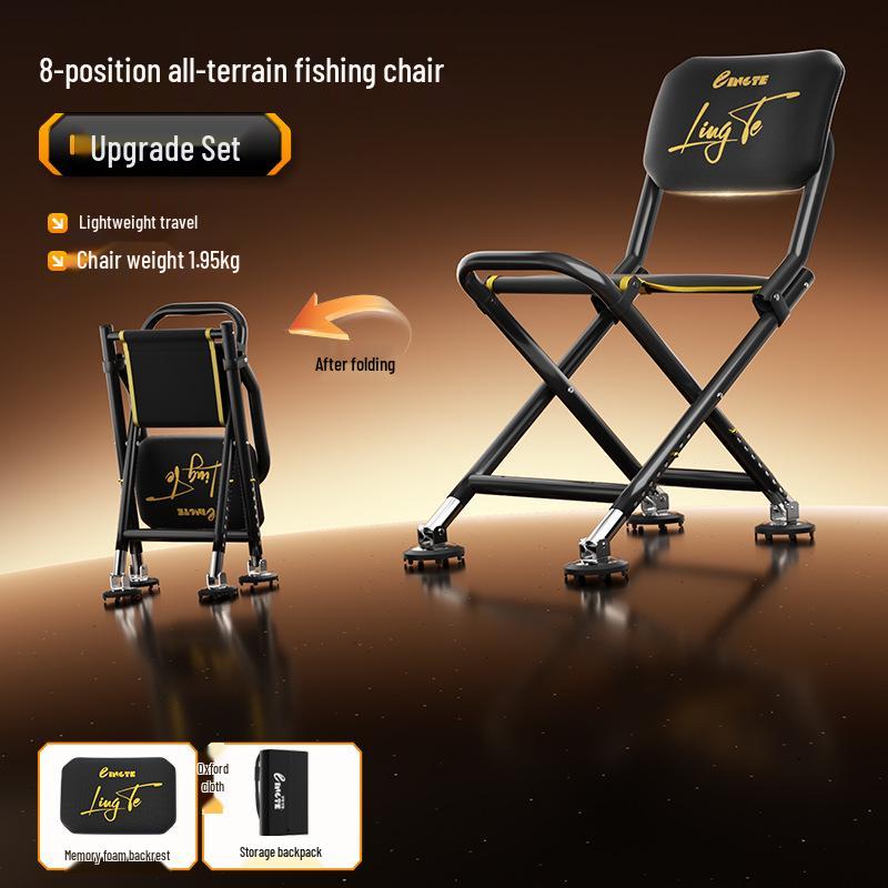 Portabel Fällbar Fiskestol för Alla Terränger - Multifunktionell Utomhussits för Vildfiske
