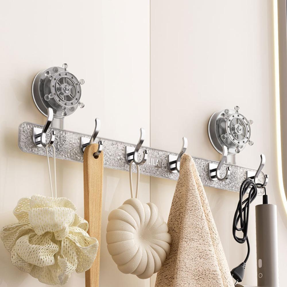 Plastic Robe Coat Hangers 6 Hooks Sundries Storage Hook Rotating Suction Cup Rudder Hook  Bedroom