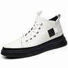 Men's High-Top Leather Winter Shoes, Velvet-Lined Martin Boots, Korean-Style Casual Sneakers