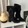 Versatile Design Thick Heel Tall Knight Boots Women's Autumn and Winter Retro Suede High Heel Boots Maillard Fashion Boots