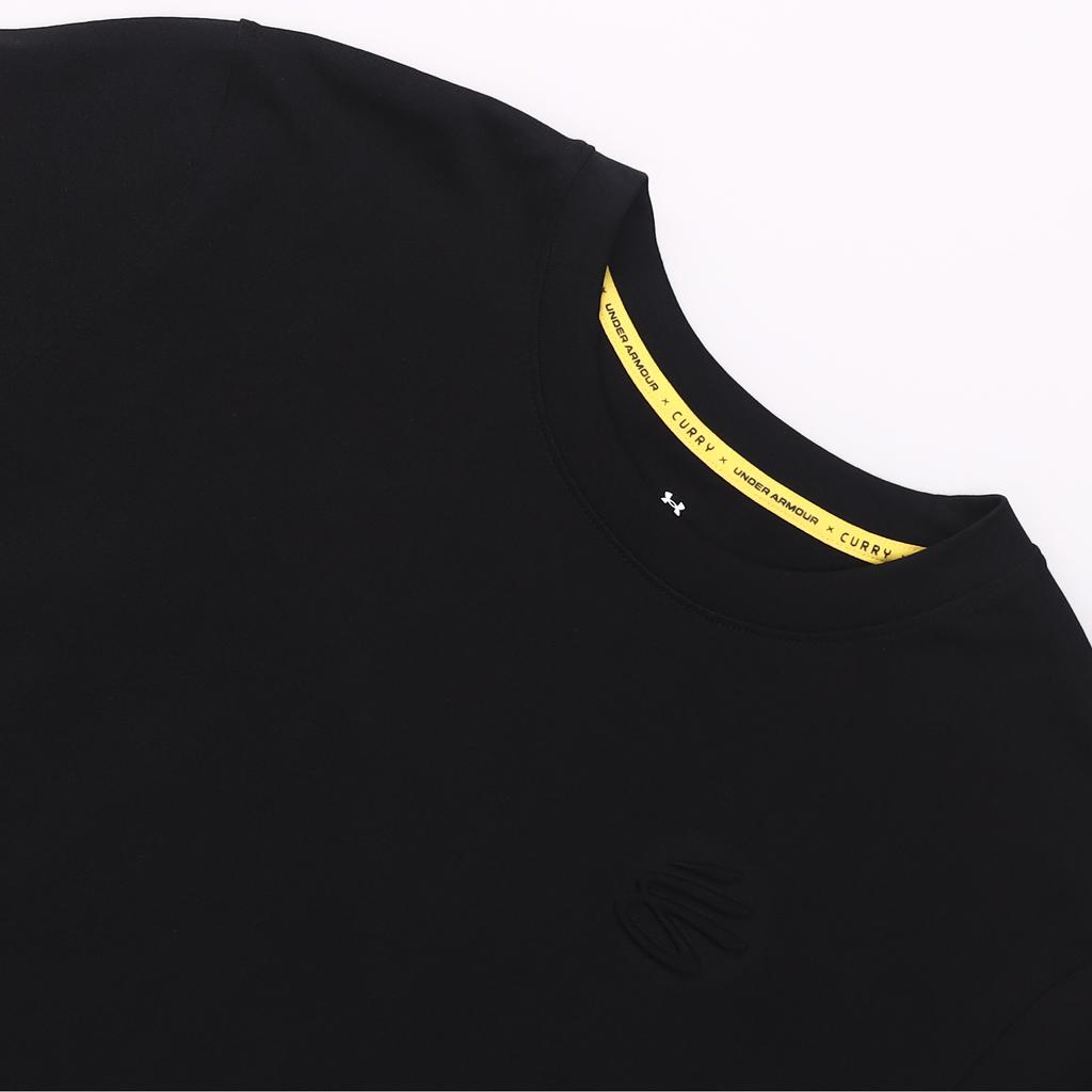 Under Armour Heavyweight Crew Neck Loose Fit Solid Color Printed Short Sleeve T-Shirt Men Tops Black 1383378-001