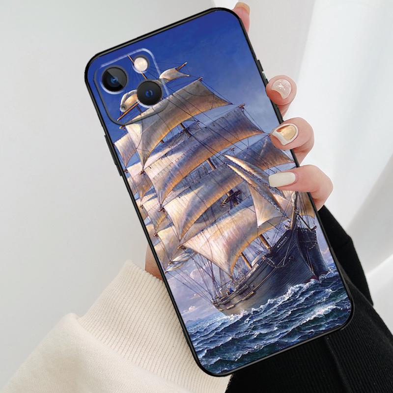 Sailing Pirate Ship Boat Phone Case For iPhone 17 Pro Max 16 15 11 13 12 14 Pro Max mini 15 16 Plus 16e 17 Air Cover