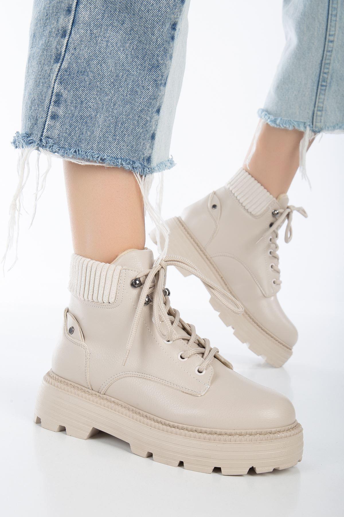 

Women Modern Stylish Fashion Joo Cream Skin Cat Lace Detail Women s Boots 40