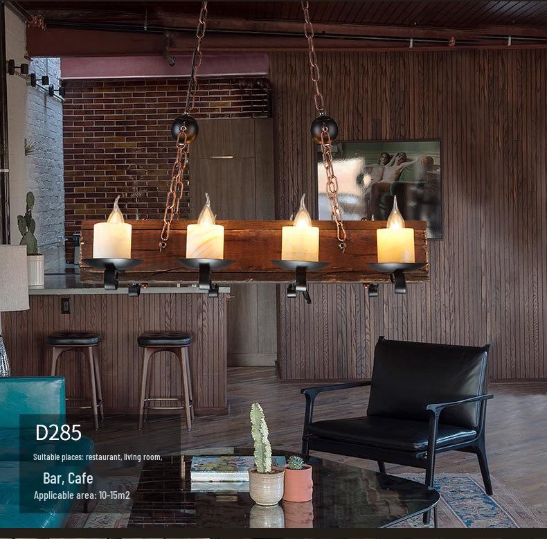 Vintage Industrial Wood Chandelier for Restaurants & Cafes