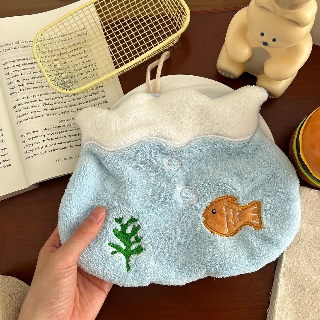 Fish Tank Hand Towel, Cartoon Cute Coral Velvet Hand Towel, Absorbent Without Shedding Hair, Hanging Square Towel, Hand Towel