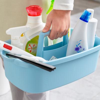 Portable Storage Basket Cleaning Caddy Storage Organizer Tote with Handle for Laundry Bathroom Kitchen Spray Bottles