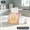 1pc Tissue Box, Whimsical Watercolor Sun Moon Stars Cheerful Pattern, 2D Flat Printing, Keeps Dust Out, Folds Flat, Tissue Bag, for Office Use, 2D Fla