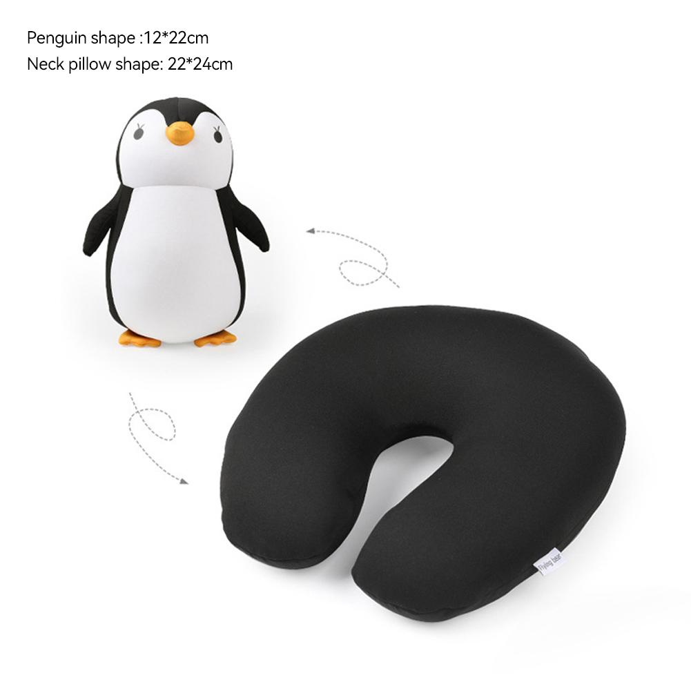 

2 в 1 деформируемые подушки для путешествий в форме U для взрослых/детей, пингвины, кошки, животные, дорожная подушка, плюшевая игрушка, подушка для шеи 7