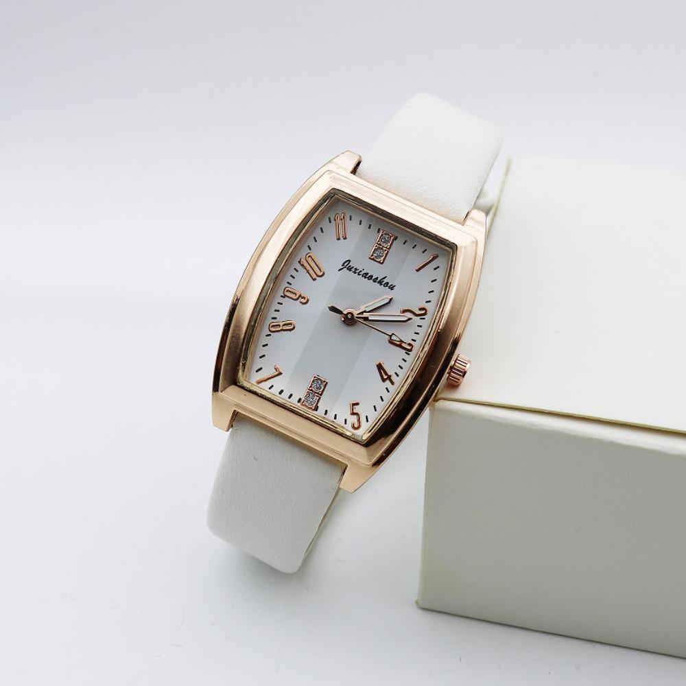 Elegant Retro Women s Watch with Diamonds Square Quartz Watch Digital Leather Wrist Watches for Women Ladies Gifts белый