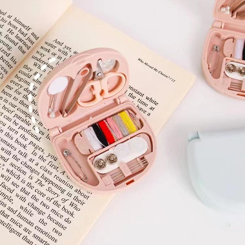 1Set Knöpfe Pins Aufbewahrungsboxen Nähkasten Haushalt Tragbarer Reise Mini Nähset Schere Fingerhut Nadelfäden Box Set