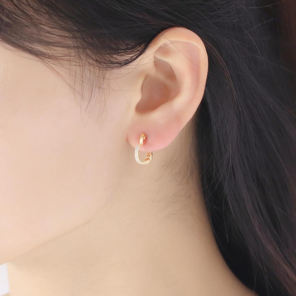 ESTELLE [Official] Women's Silver Yellow Gold Plated Earrings with Cubic Zirconia and Heart Motif, 0776-0072-0000-0000
