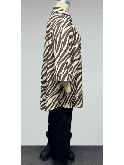 Plus Size Zebra Print Two-Piece Set: Short Sleeve Top & Wide-Leg Pants, Comfortable & Breathable.
