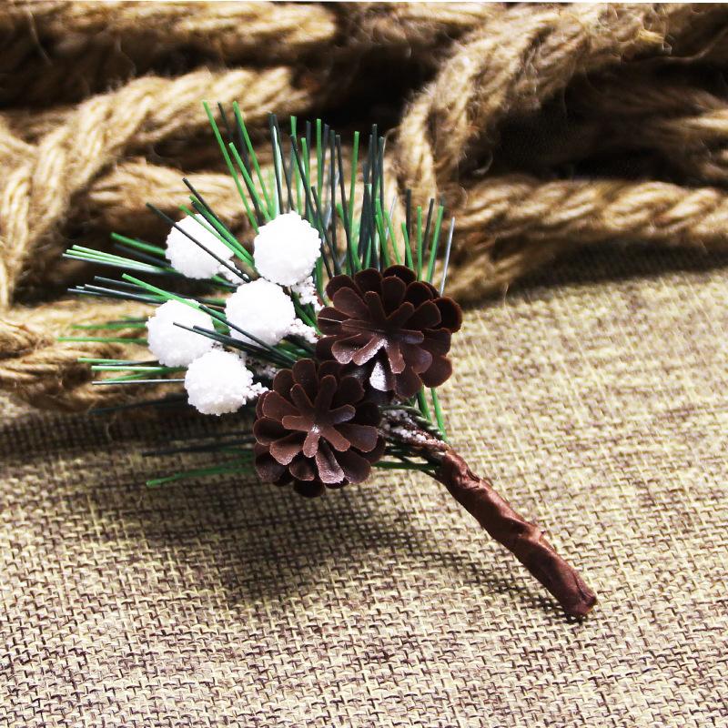 10PCS Artificial Flower Red Christmas Berry Pine Cone Holly Branches New Year Home Decoration for Home Floral Decor Crafts