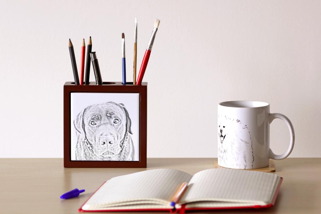 Labrador Retriever – Pen holder with a dog, desk organizer with a print | Art-Dog