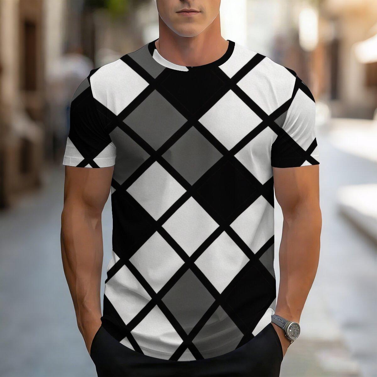 

Men s checkered printed T-shirt 2XS