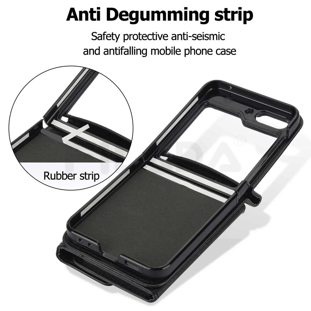 Mehrfarbiges mattes schlichtes Leder Multifunktionale Kartenhülle für Motorola Razr 40 Ultra Hülle mit Schlüsselband Stoßfeste Hülle Zubehör