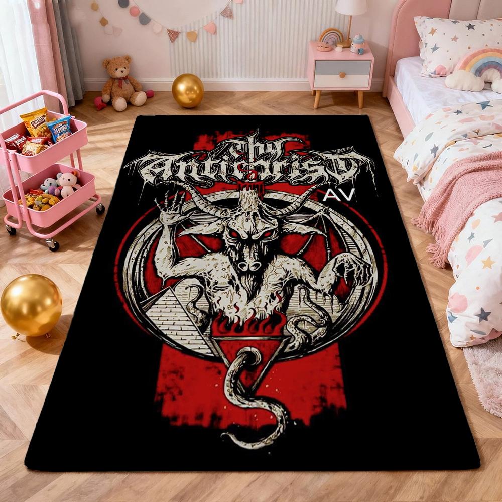 Satanic Black Goat Ritual Rectangular Rug Soundproof Noisereducing Carpet For Living Room Hallway Balcony Home Party Decor Halloween Gift