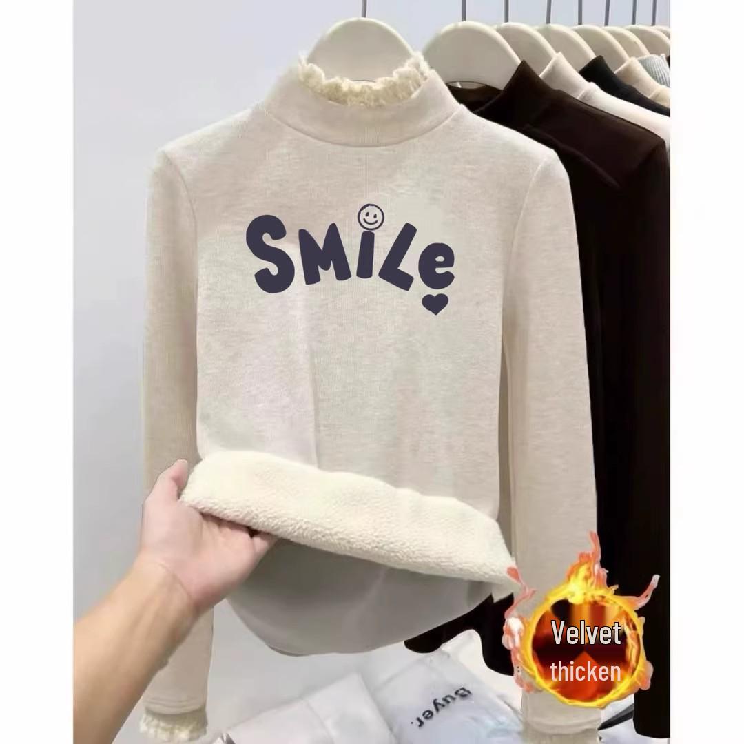 Женский флисовый худи с кружевом воротником-стойкой теплый топ с принтом плотный флисовый базовый слой для детей старшего возраста 150cm 1590₽