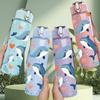 1PC Group Dolphin Ocean Heart Art Print 750ml Color Plastic Sports Water Bottle Leakproof Flip Straw Lid Suitable for Sports Office Home Use