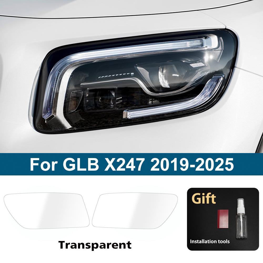 For Mercedes Benz GLA/GLB/GLC/GLK/GLE/GLS Pre-Cut TPU Headlight PPF Smoke Black High Gloss Anti-Scratch Protective Vinyl Wrap