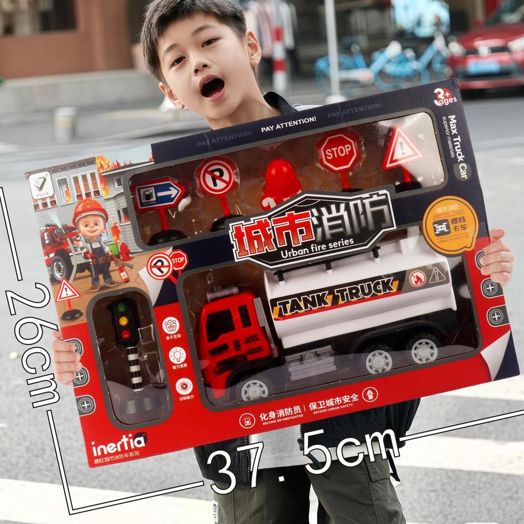 Free Shipping Pull-Back Construction & Firefighting Vehicle Toy Set for Boys - Ideal Gifts for Kindergarten Students