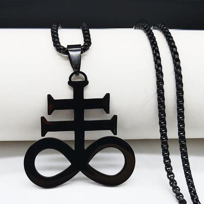 Crucea Leviatan Sigiliu al lui LUCIFER Colier Simbol satanic Semn de sulf păgân din oțel inoxidabil Sulf alchimic Leviatan Demon Sigil
