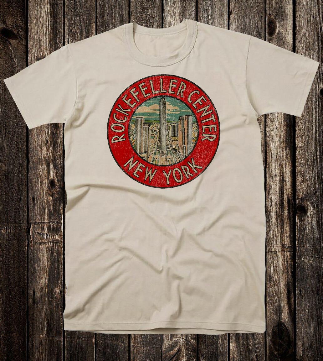 Retro Travel Tee T Shirt Souvenir New York State City NYC Rockafeller Center XXL