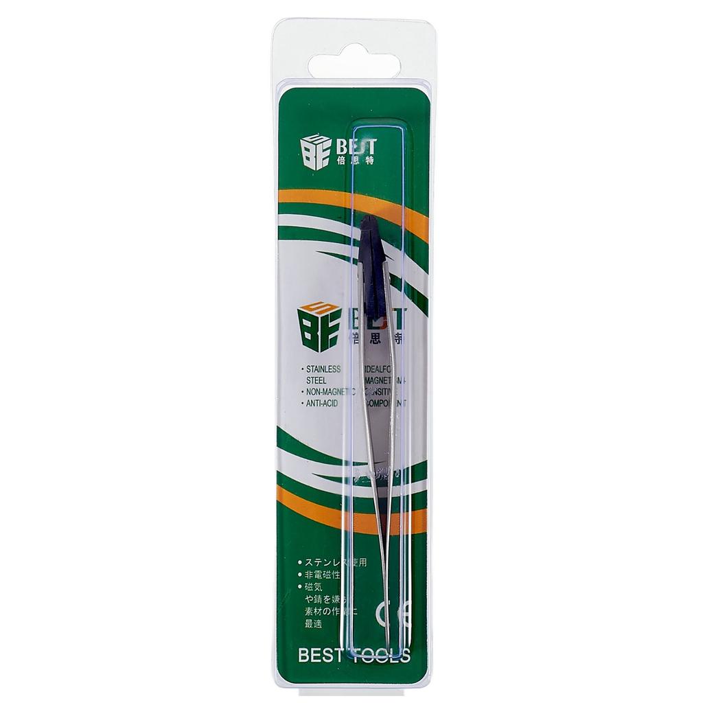 BEST BST-250 Anti-Static Tweezers PPS Coated Flat Tip Tweezers Support Replace Head for Mobile Phone Tablets Maintenance