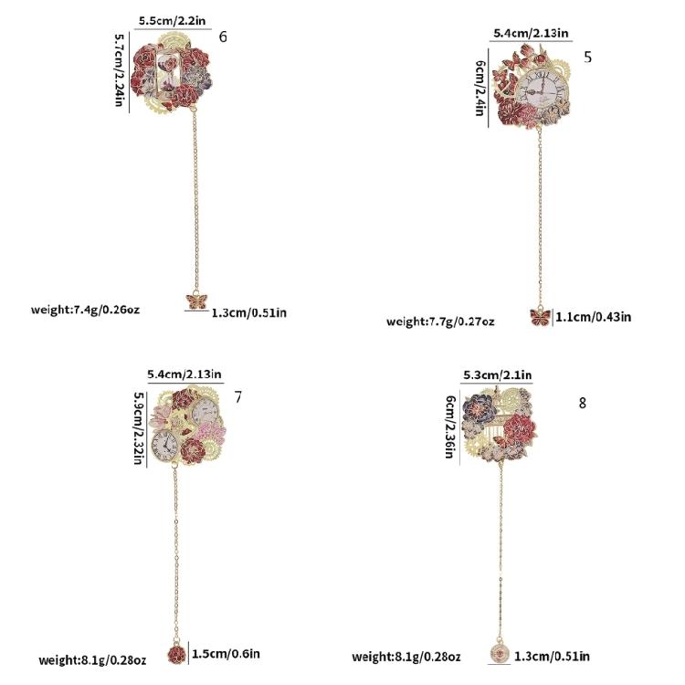 Creative Book Markers Flower & Clock Bookmarks with Pendant Chain Page Markers Retro Bookmarks for Students Teachers