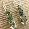 Green Vintage Geometric Pendant Earrings Decorated With Synthetic Zirconia Suitable For Women To Wear On Festivals And Parties