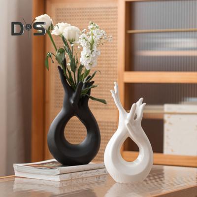 Vaso in ceramica astratto a mano, moderno, minimalista, con corpo a forma di mano, contenitore per piante floreali, centrotavola per ufficio, decorazione da tavolo