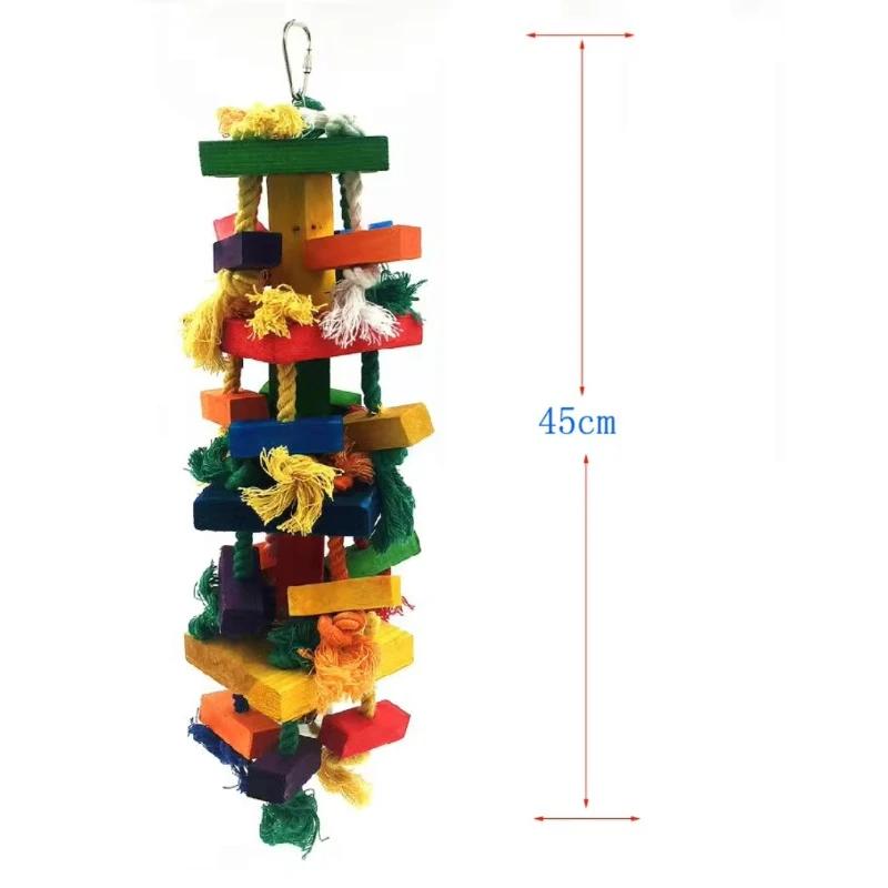 

Fashion Colorful Birds Parrot Chew Toys Wooden Swing Climbing Training The Ladder 45cm Parrot Stand Bird Cage Accessories красный