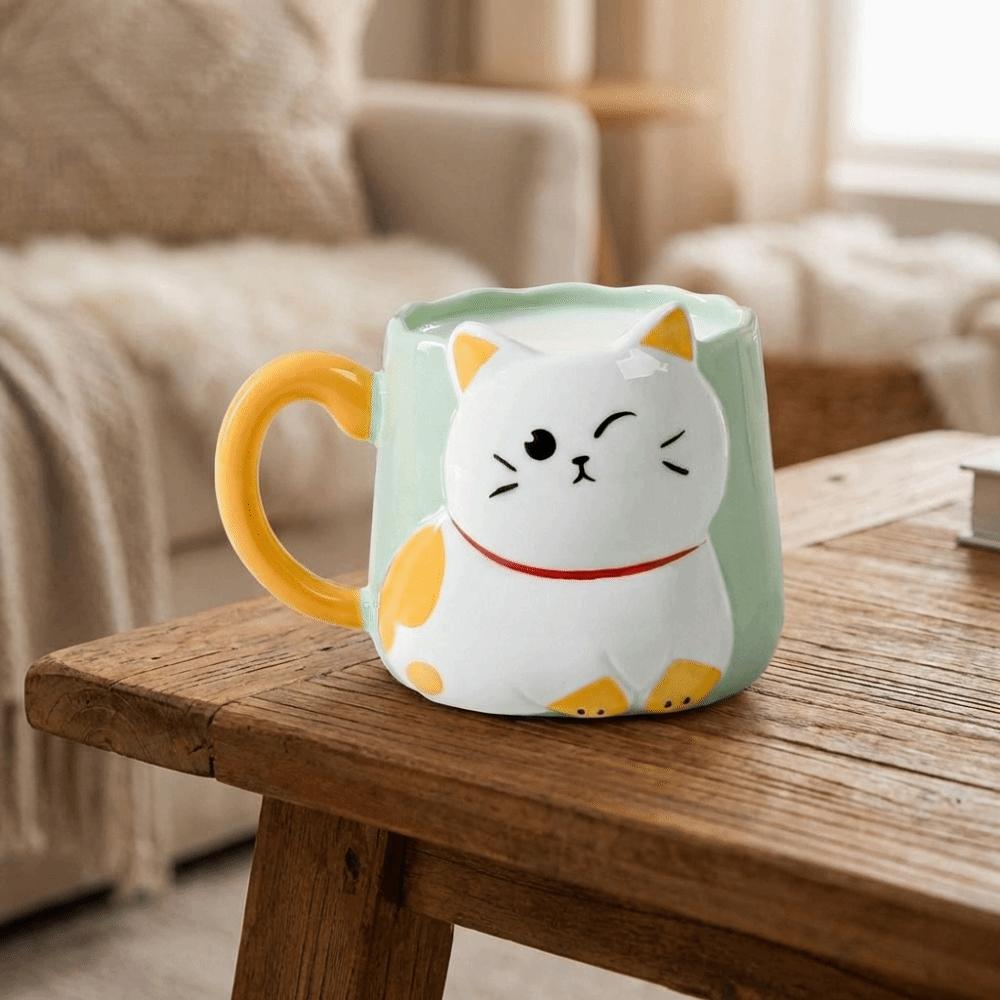 Cartoon Ceramic Mug 3D Embossed Milk Mug Creative Coffee Cup  Kitchen Use