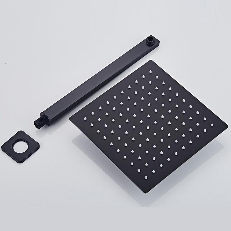 

BAKALA 12-10-8 дюймов Rainfall Душевая головка из нержавеющей стали Ультратонкие душевые головки Rain Shower Black Square Душевая головка 8 inch 20x20