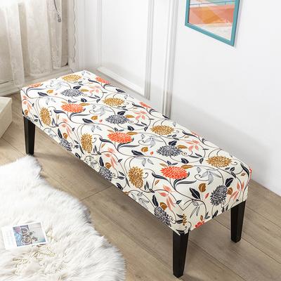 Floral Printed Bench Cover Stretch Piano Stool Covers Rectangle Hotel Bed Long Stool Cover Bench Protector Slipcover Dining Room