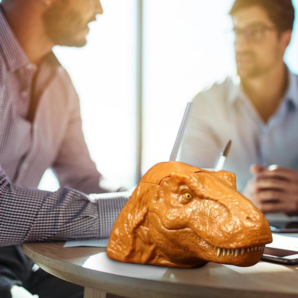 Kreslený kelímek, Dinosauří láhev na vodu Opakovaně použitelný plastový kelímek s kupolovým víčkem a brčkem