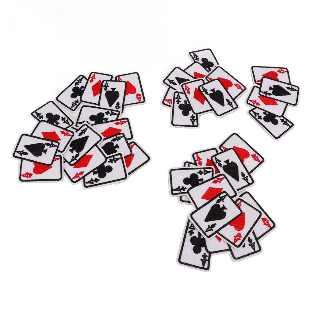 20Pcs Iron On Patch Embroidered Playing Card Patch Applique for Clothes Dress Hat DIY Accessories