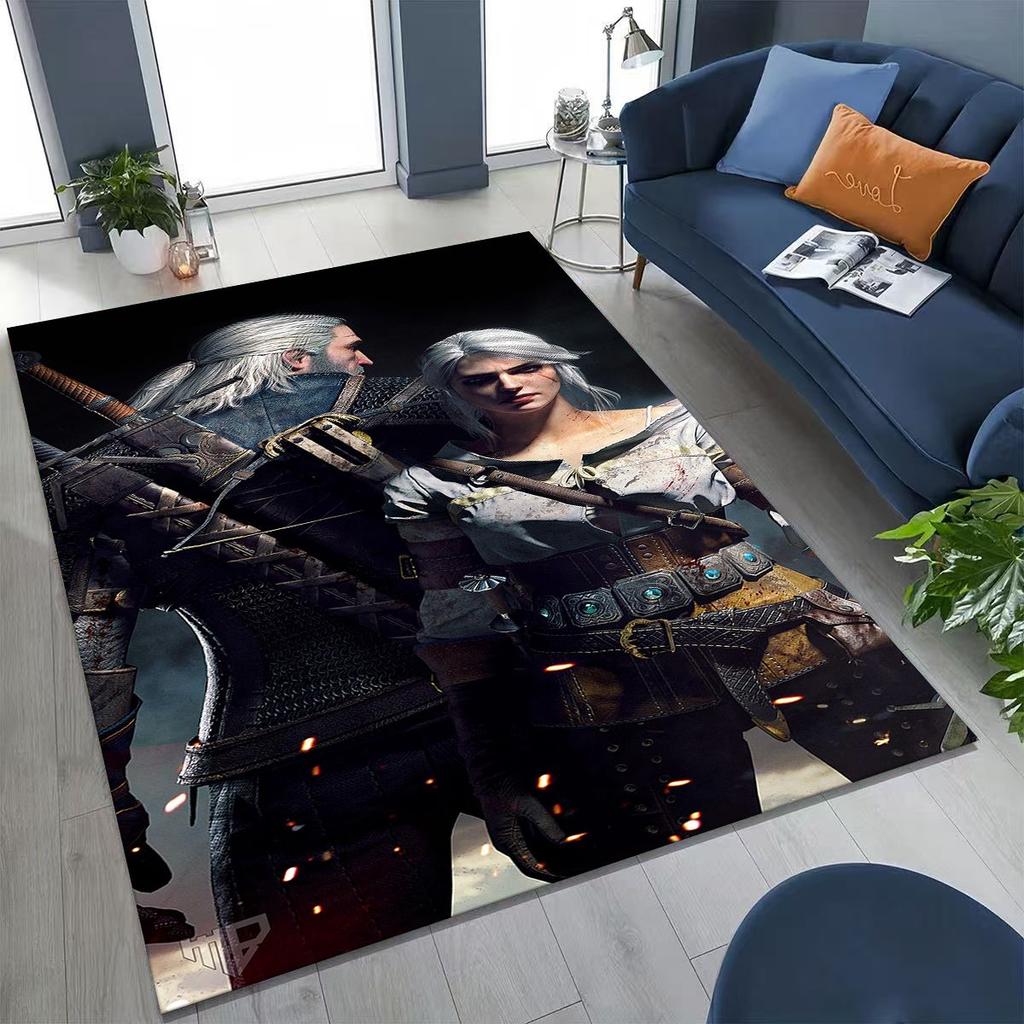 3D The W-Witcher Geralt Games Cartoon Rug for Bedroom Living Room Sofa Home Doormat Decor, Large Kid Play Non-slip Floor Mat