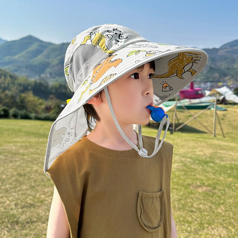 Children's Sun Hat Summer Cartoon Cute Boys and Girls Outdoor Sun Protection Sun Hat Big Brim Shawl Bucket Hat