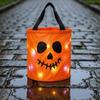 Reusable Holiday Party Favor Bags Halloween Glowing Pumpkin Candy Bag LED Light up Trick or Treat Bucket Lighted Buckets for Kids Waterproof