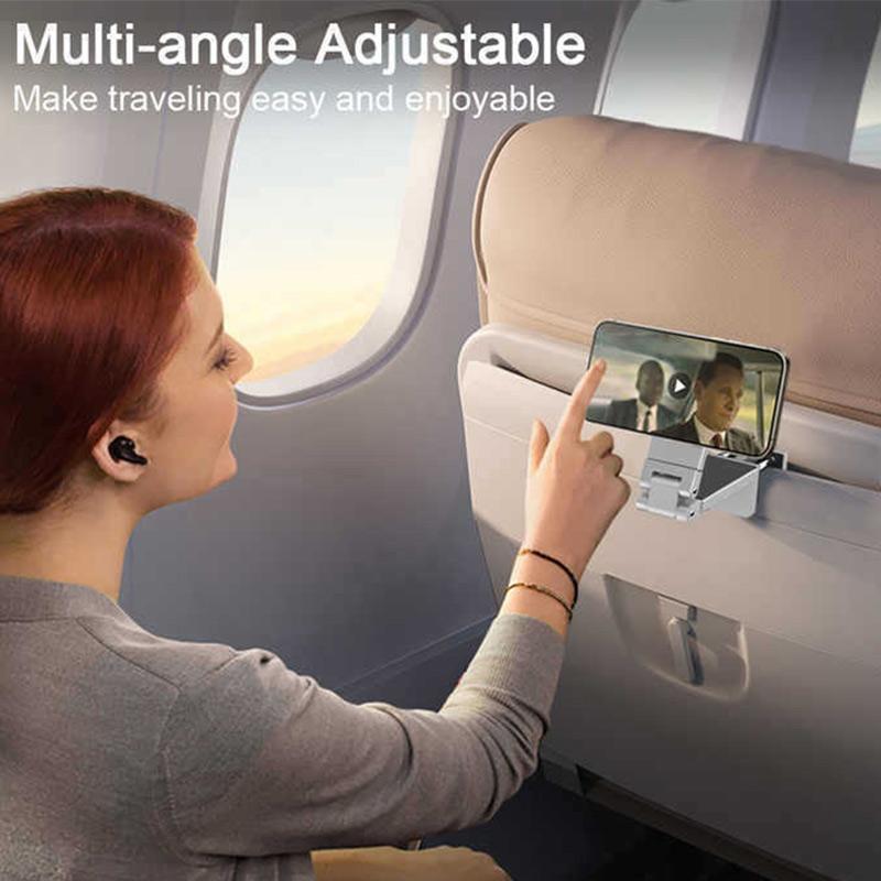 Adjustable ABS Magnetic Phone Holder Travel Essentials Flexible Rotation Hands-Free Airplane Phone Mount Seat Phone Stand
