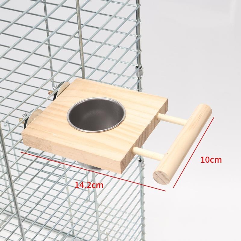 

Кормушка из нержавеющей стали для птиц, попугаев, жердочка из массива дерева, деревянная подставка, кормушка, устойчивая к клеванию, игрушка-подставка, товары для питомцев A1