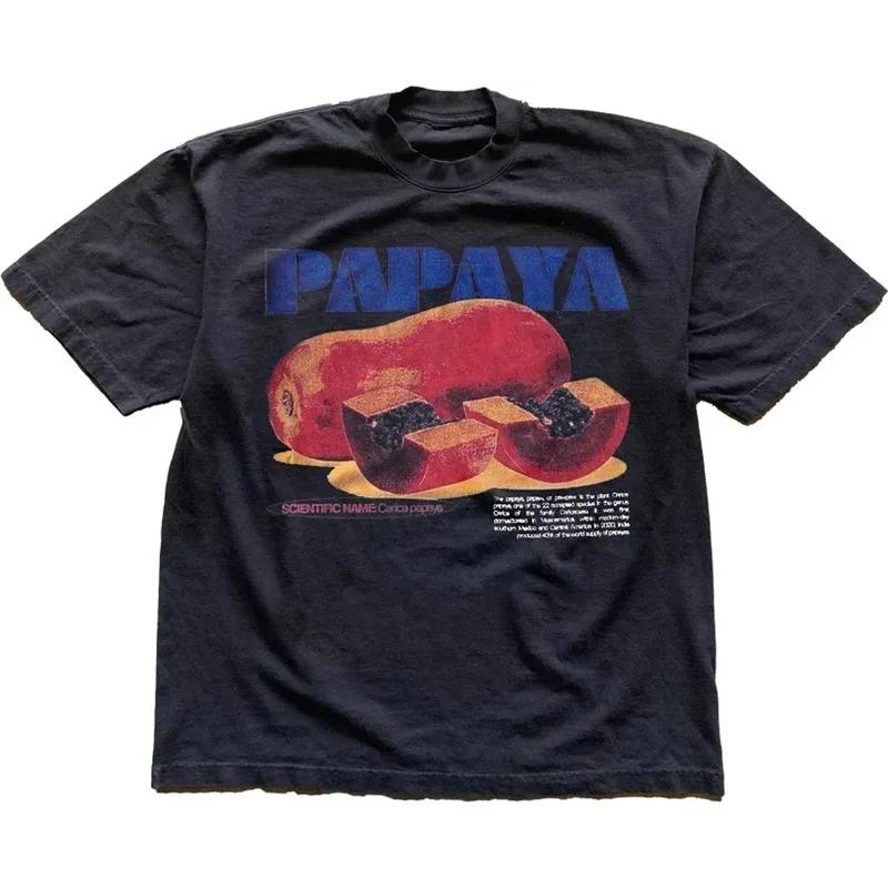 

2024 Летняя футболка с принтом вишни, выстиранная, с круглым вырезом, готическая классика Y2K, большого размера, женская футболка, оверсайз, хлопковая футболка 4XL